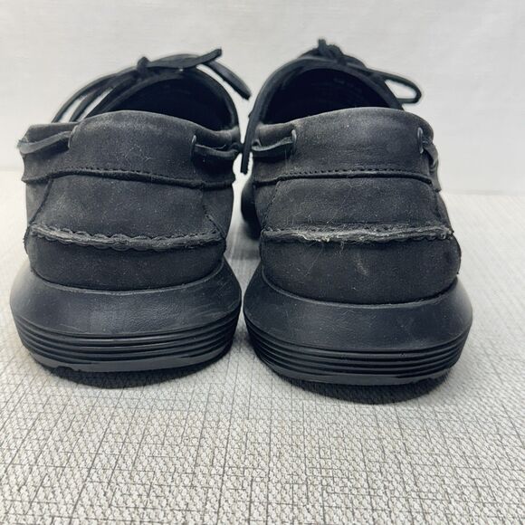 THURSDAY BOOT CO. Nubuck Matte Black Leather Handsewn Runner Boat Shoes 12 - Picture 3 of 7